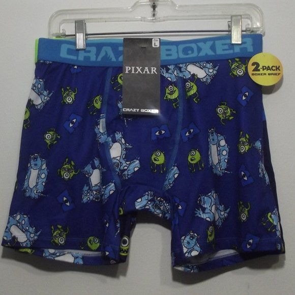 Monster Inc. Purple& Neon Green Doodle Two Pair Boxer Brief Set - Picture 1 of 3